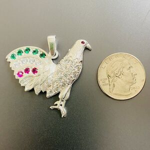 925 STERLING SILVER ROSTER PENDANT. DIJE DE GALLO DE PLATA 925